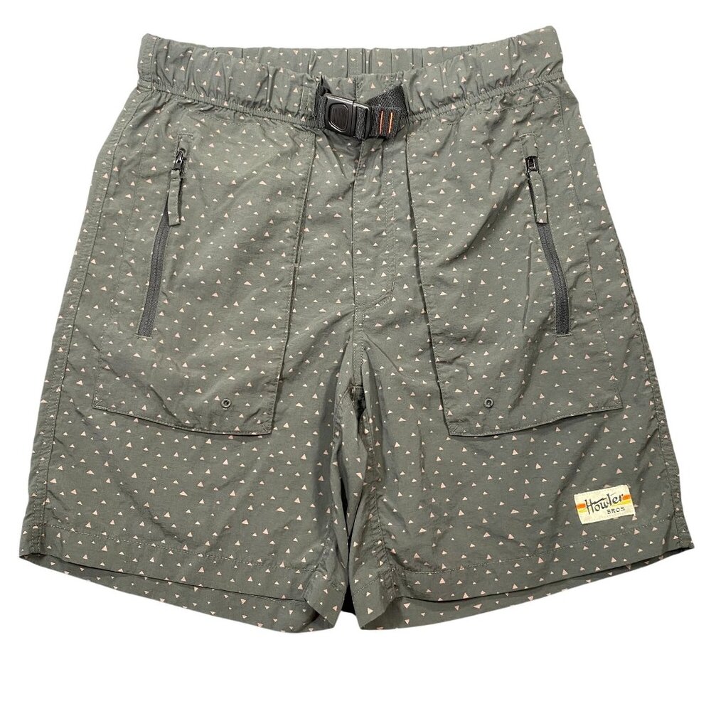 Howler Bros Mens Nylon Hiking Shorts 33 Triangle Pattern Elastic Waist Belted